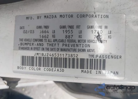 2003 Mazda Protege5 z USA, uszkodzony, nr VIN JM1BJ246531173852